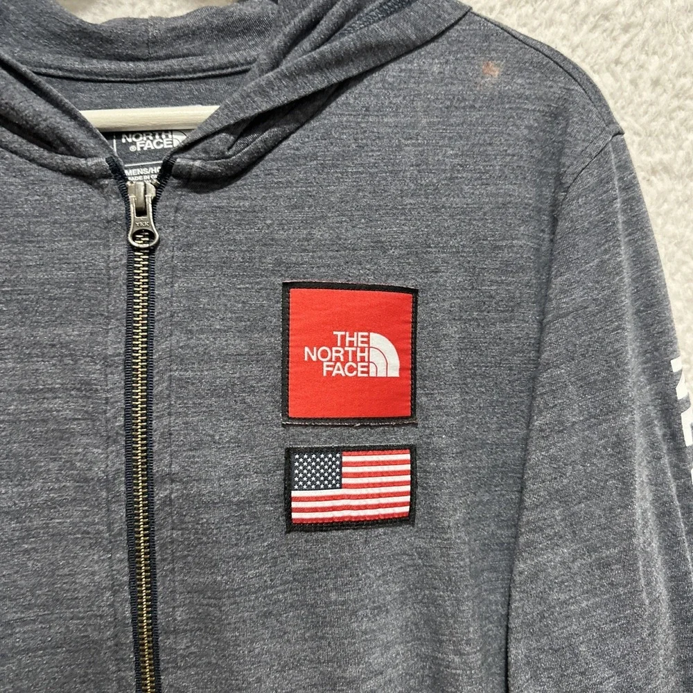 The North Face Hoodie Men's Size M Gray Standard Fit Tri-Blend Full‎ Zip USA